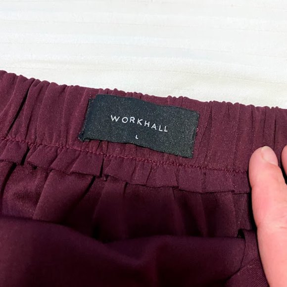 Workhall Faux Wrap Tulip Midi Skirt, Burgundy L - Picture 6 of 10